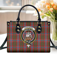 Harkness Dress Tartan Crest Leather Handbag