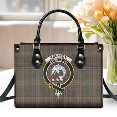 Kennedy Weathered Tartan Crest Leather Handbag