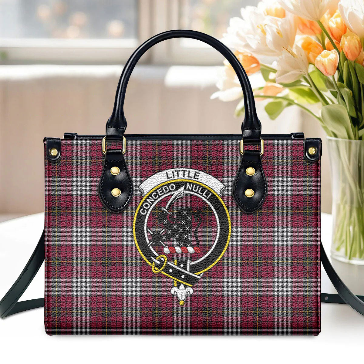 Little Tartan Crest Leather Handbag