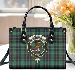 MacAulay Hunting Ancient Tartan Crest Leather Handbag