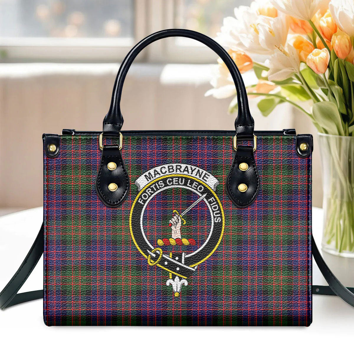 MacBrayne Tartan Crest Leather Handbag