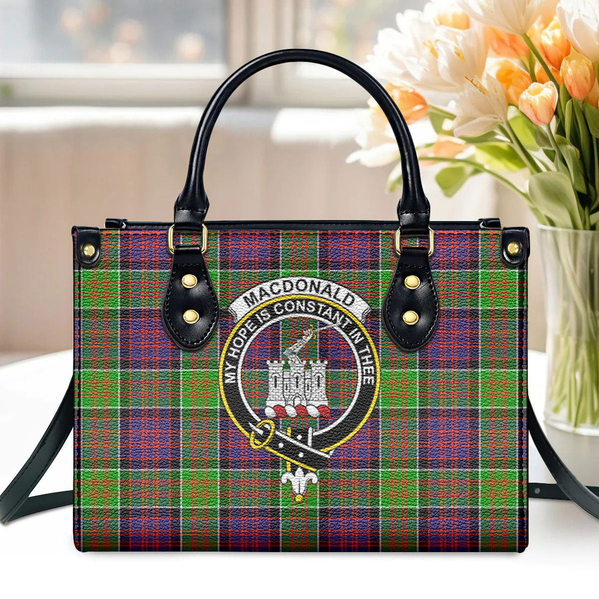 MacDonald (Clan Ranald) Tartan Crest Leather Handbag