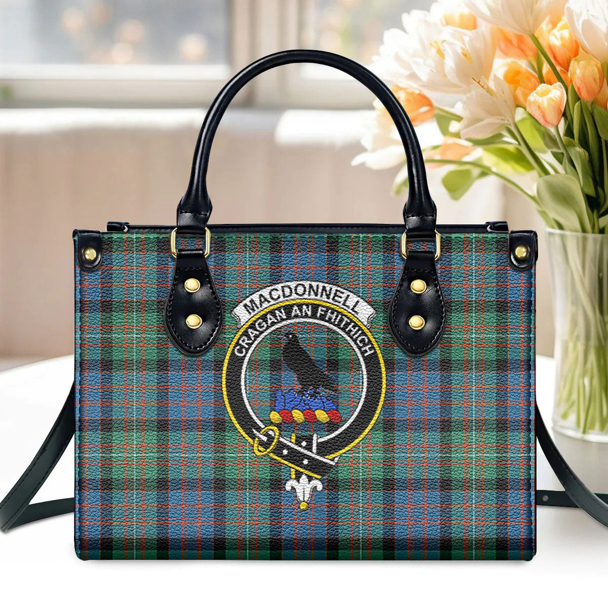 MacDonnell of Glengarry Ancient Tartan Crest Leather Handbag