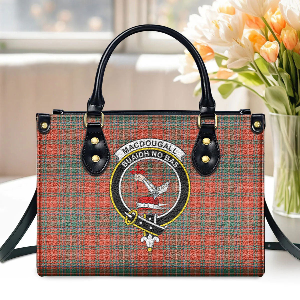 MacDougall Ancient Tartan Crest Leather Handbag