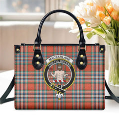 MacFarlane Ancient Tartan Crest Leather Handbag