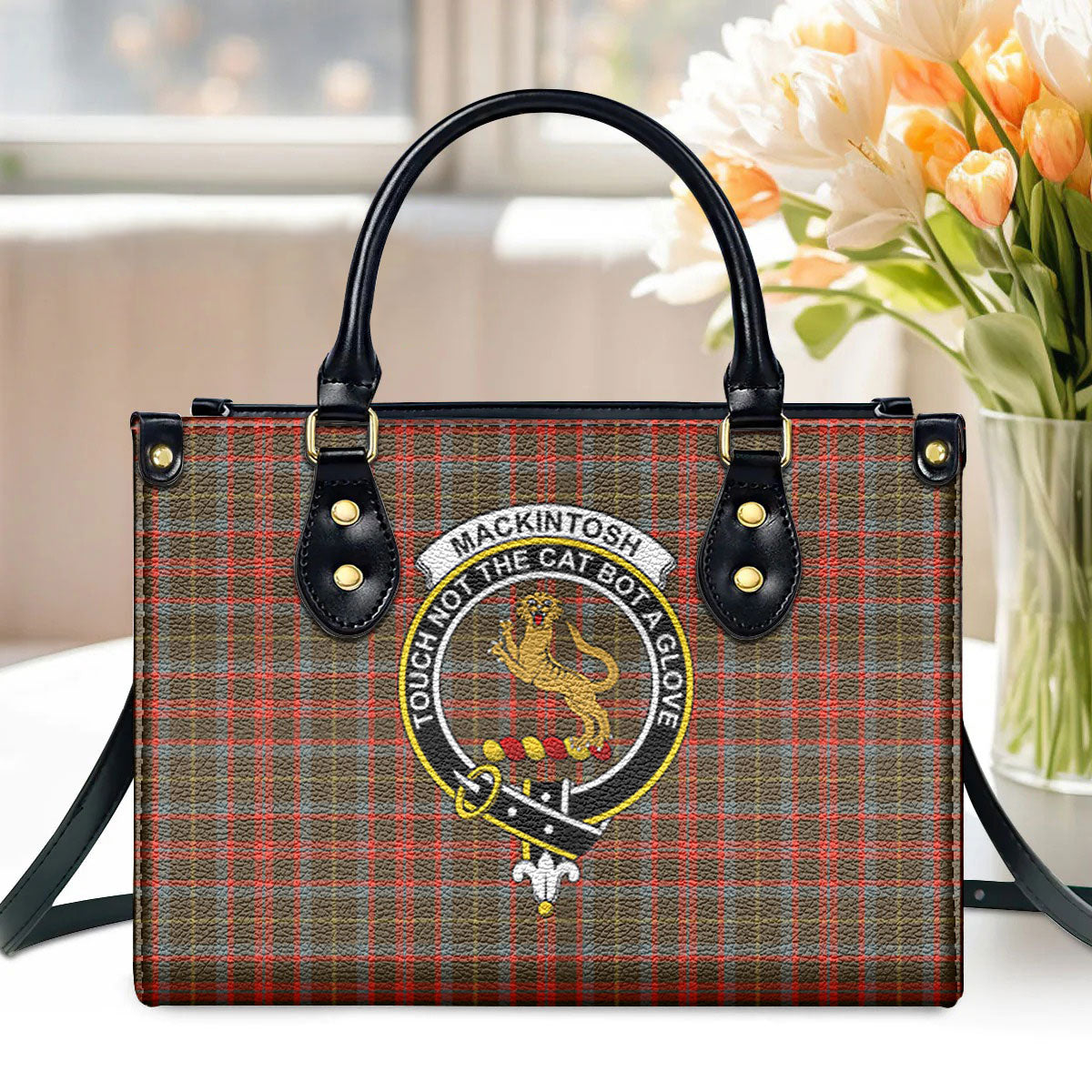 MacKintosh Hunting Weathered Tartan Crest Leather Handbag