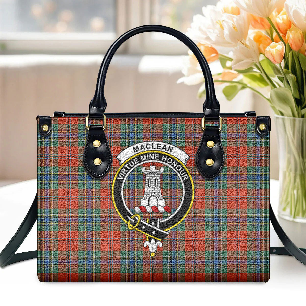 MacLean of Duart Ancient Tartan Crest Leather Handbag