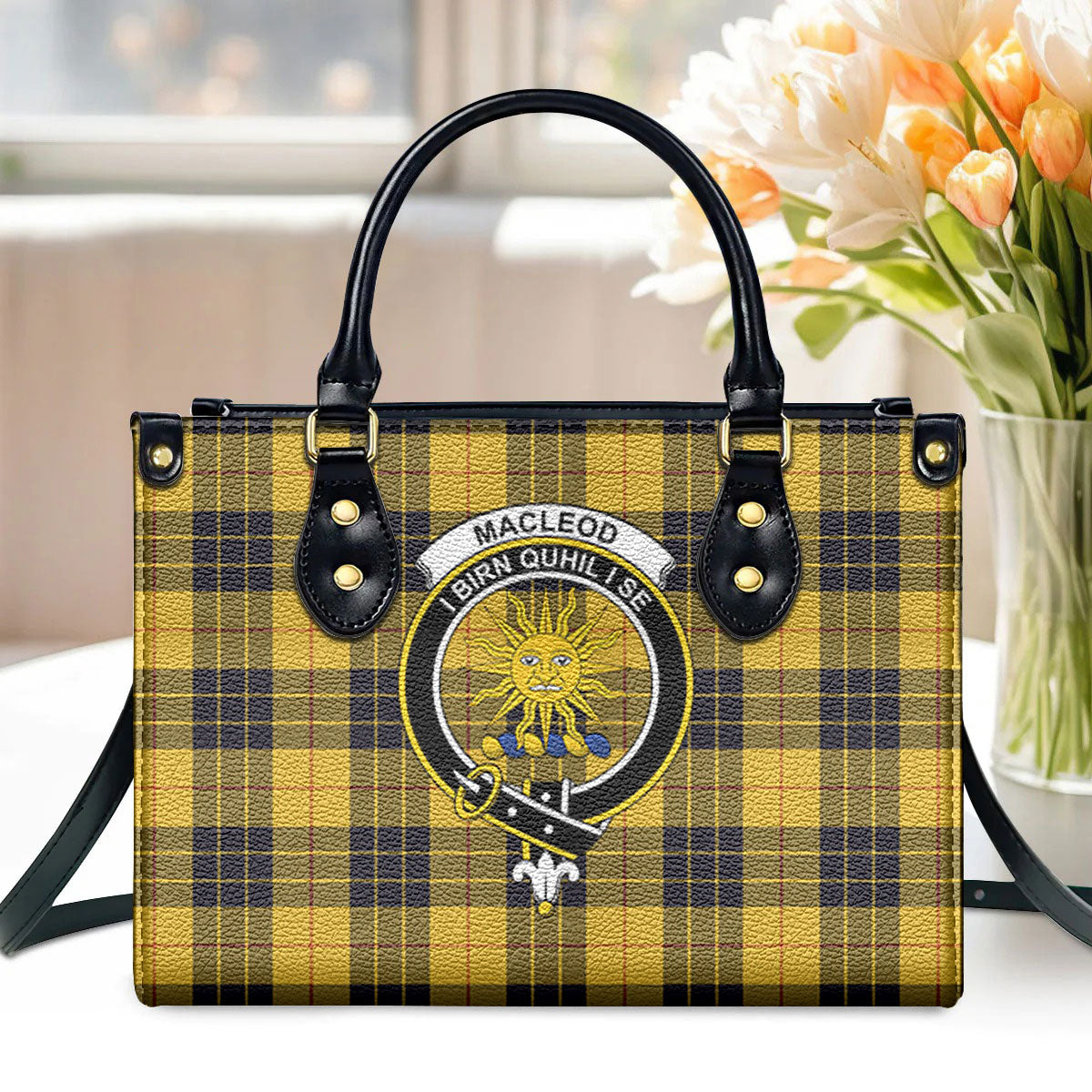 MacLeod of Lewis Ancient Tartan Crest Leather Handbag