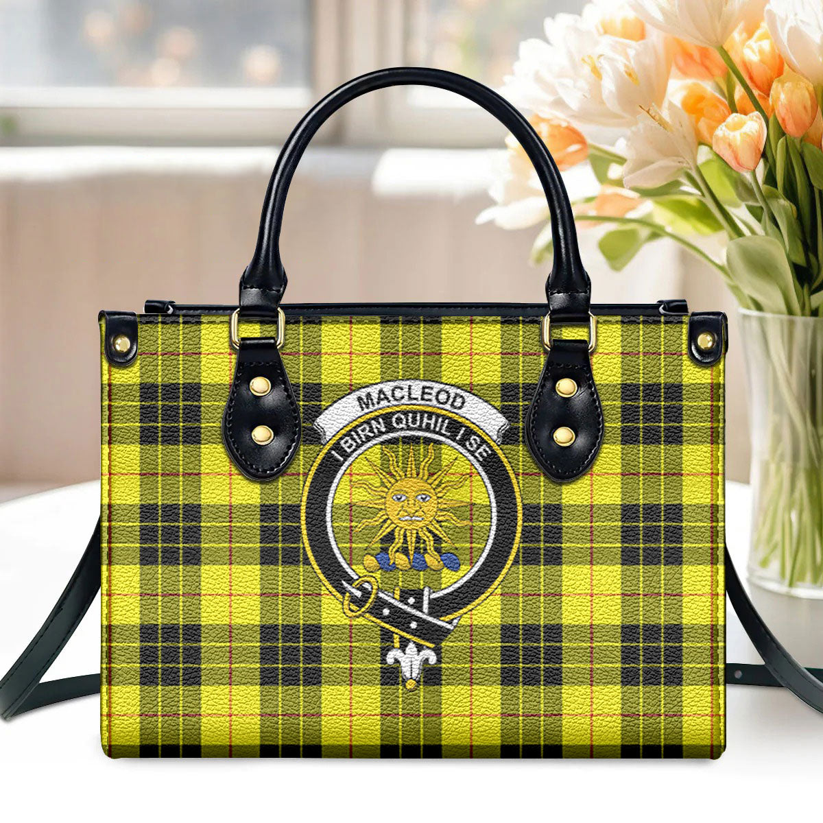 MacLeod of Lewis Modern Tartan Crest Leather Handbag