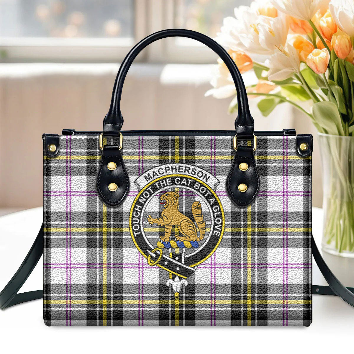 MacPherson Dress Modern Tartan Crest Leather Handbag