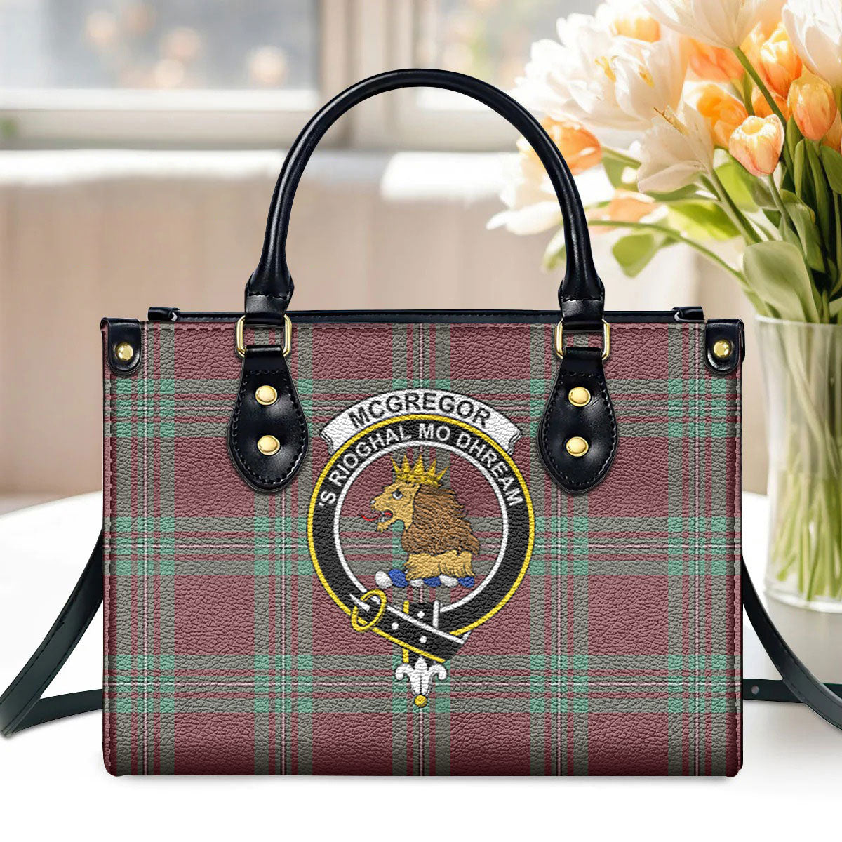 McGregor Hunting Ancient Tartan Crest Leather Handbag