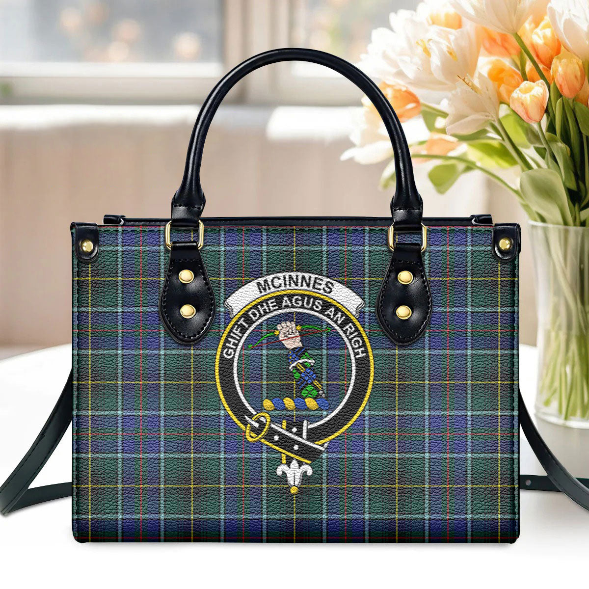 McInnes Modern Tartan Crest Leather Handbag