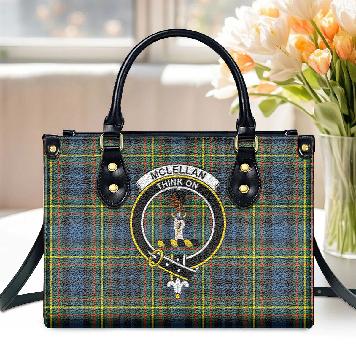 McLellan Ancient Tartan Crest Leather Handbag