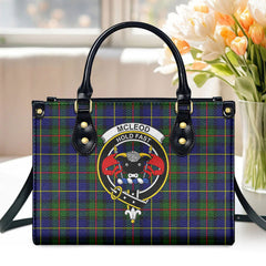 McLeod of Harris Modern Tartan Crest Leather Handbag