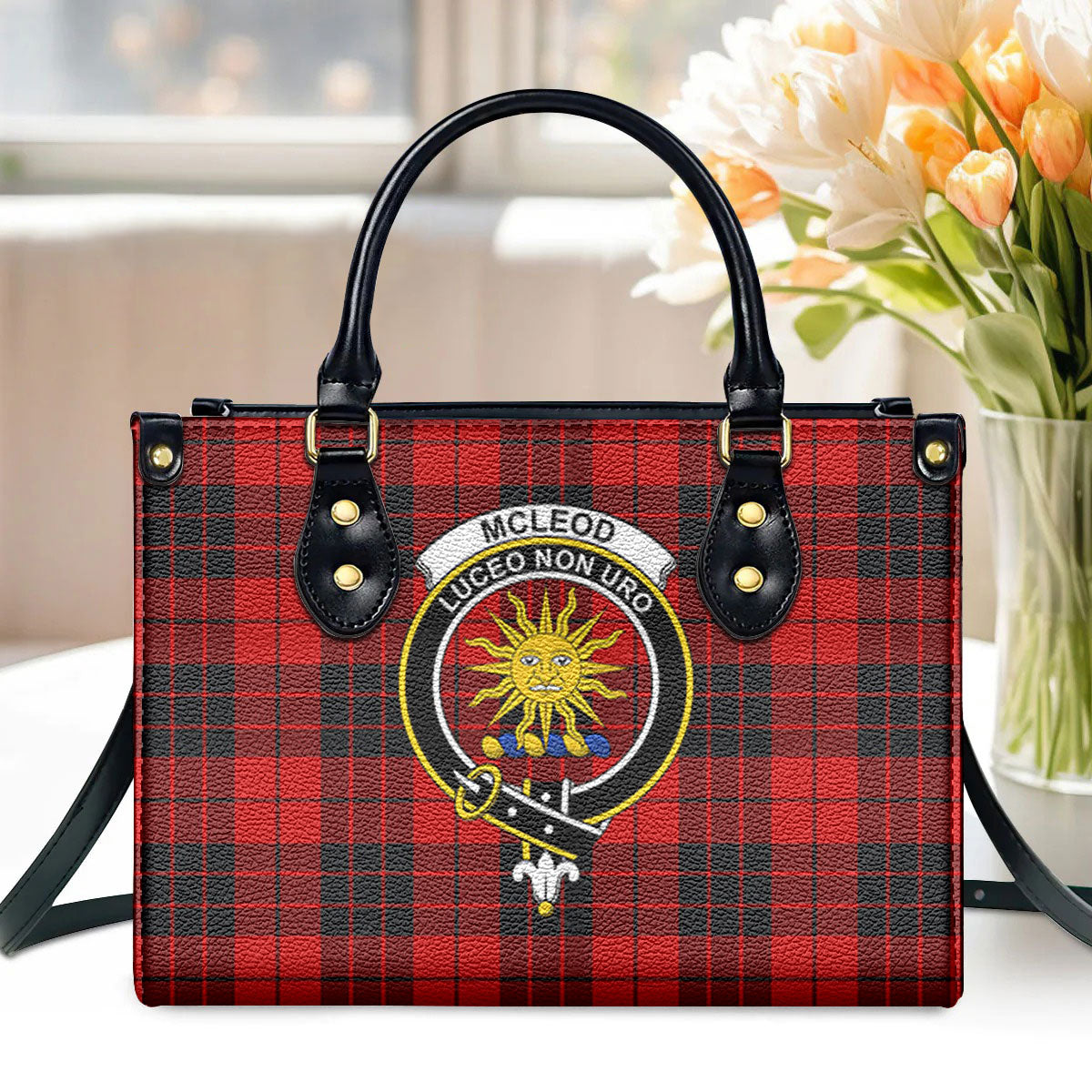 McLeod of Raasay Tartan Crest Leather Handbag