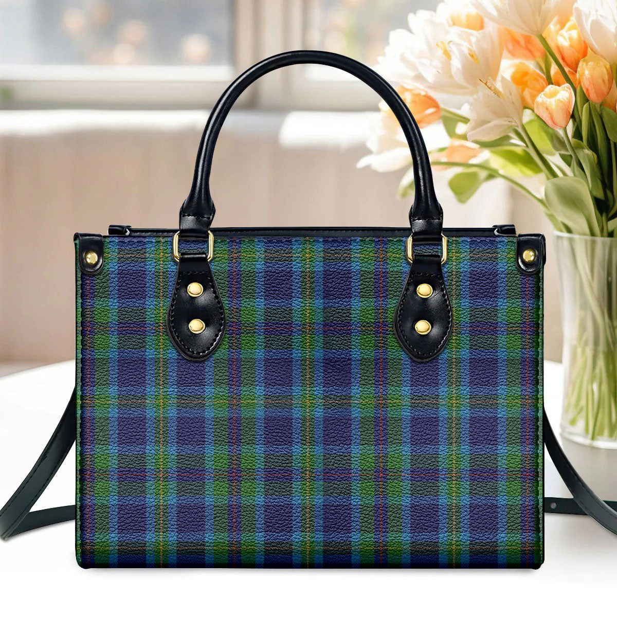 Miller Tartan Crest Leather Handbag