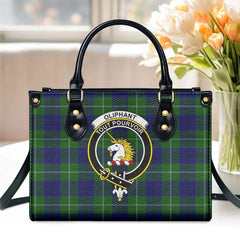 Oliphant Modern Tartan Crest Leather Handbag