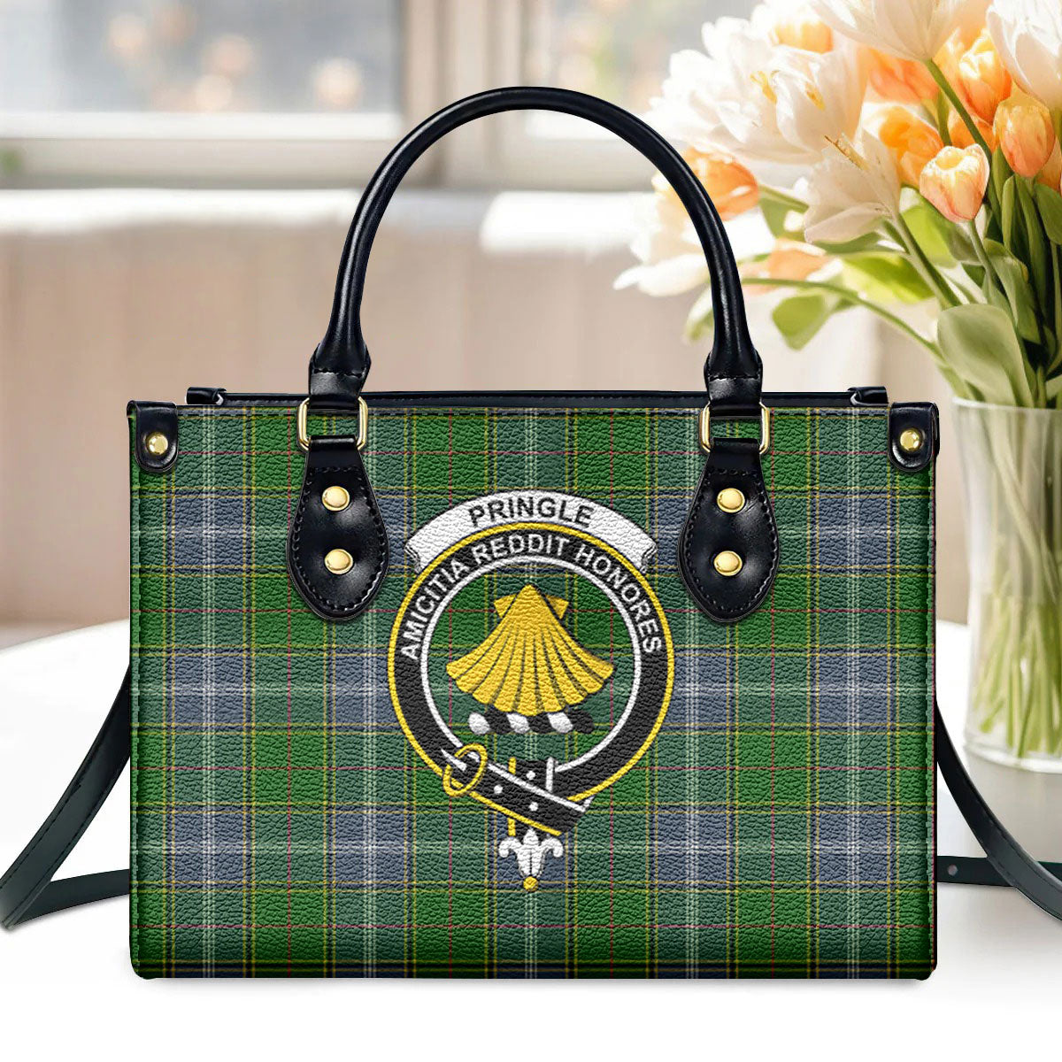 Pringle Tartan Crest Leather Handbag