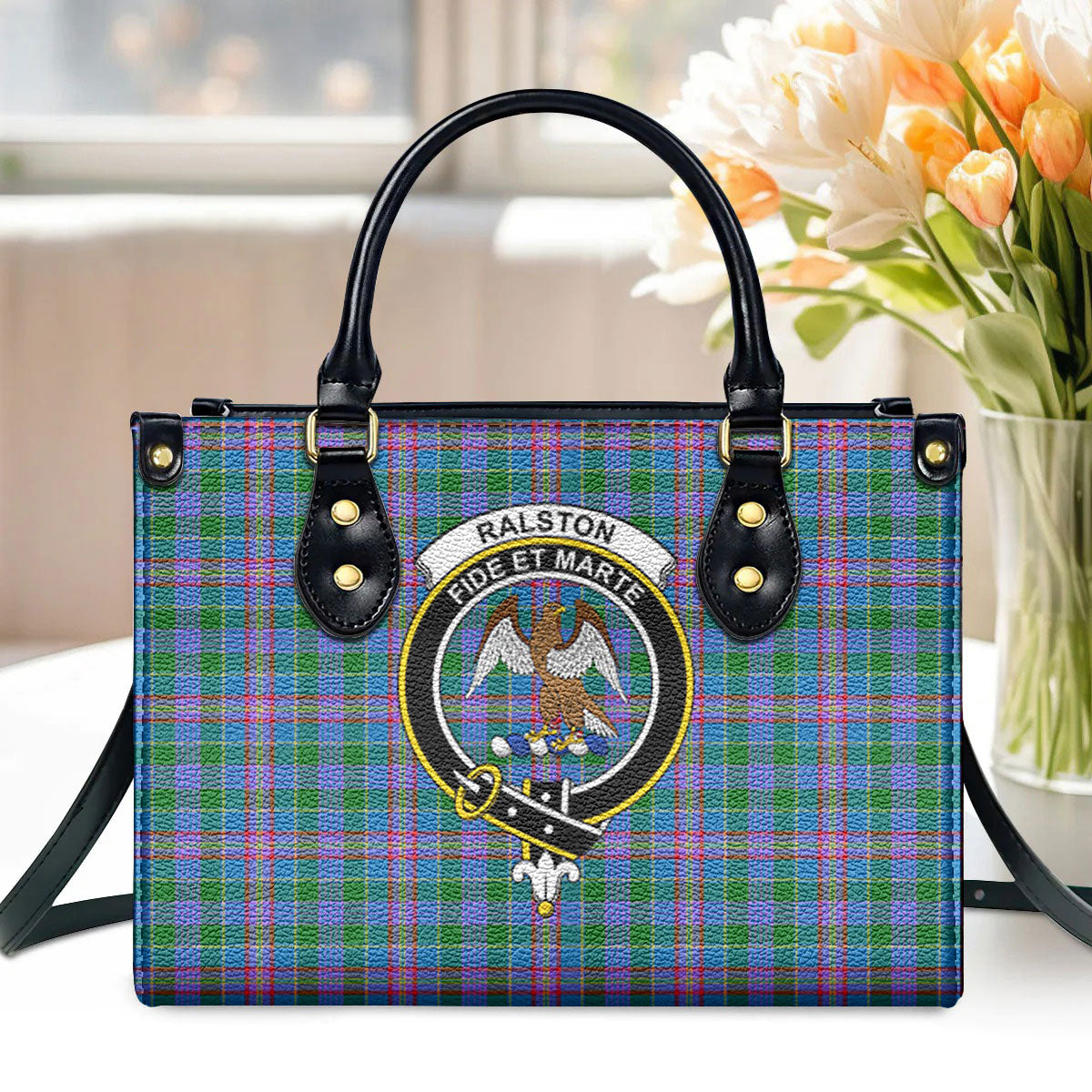 Ralston Tartan Crest Leather Handbag