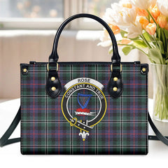 Rose Hunting Modern Tartan Crest Leather Handbag