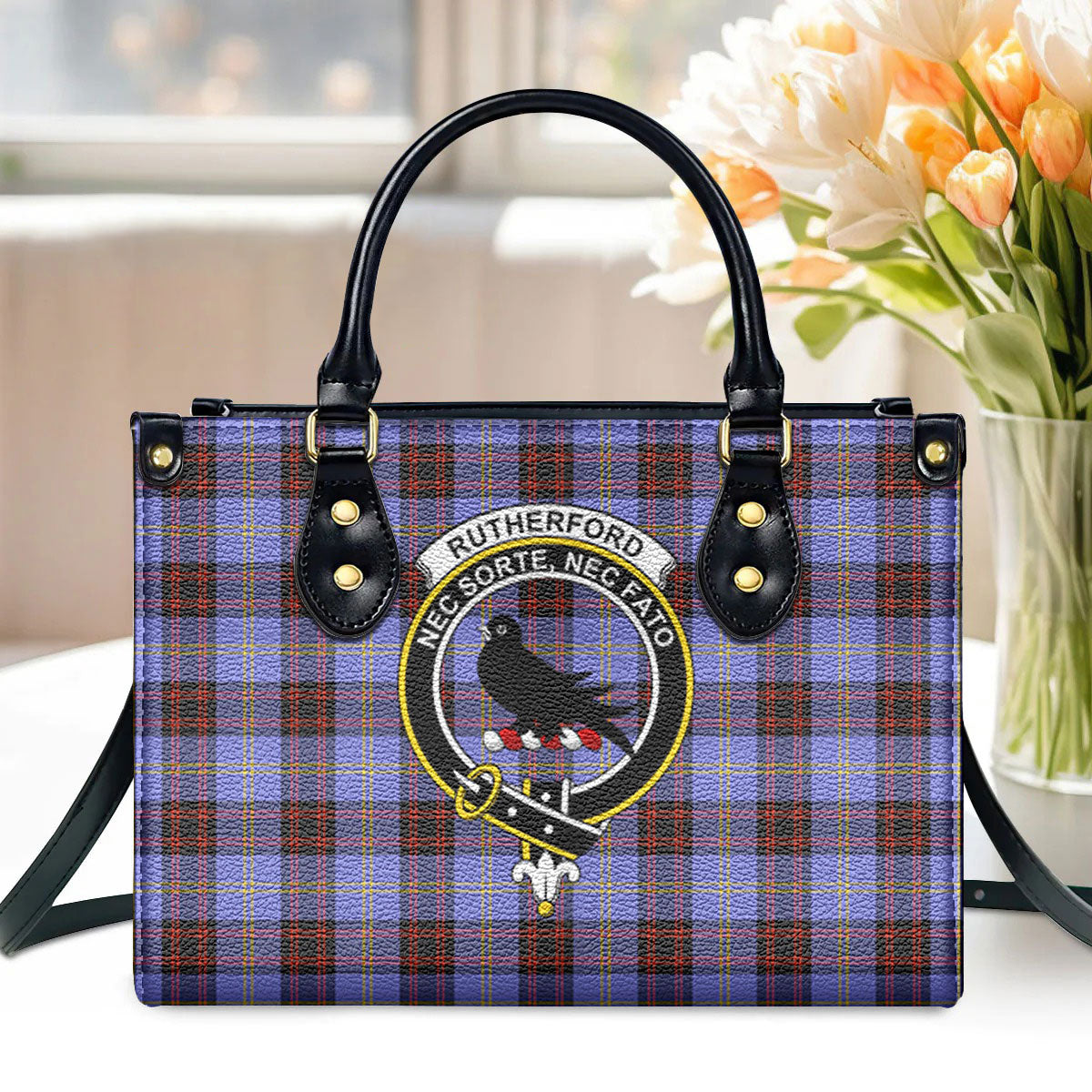 Rutherford Tartan Crest Leather Handbag