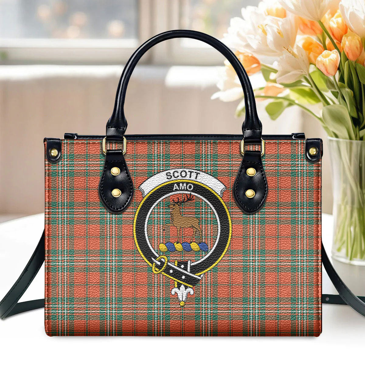 Scott Ancient Tartan Crest Leather Handbag