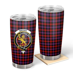 Brown Modern Tartan Crest Tumbler