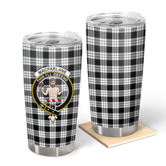 MacFarlane Black _ White Tartan Crest Tumbler