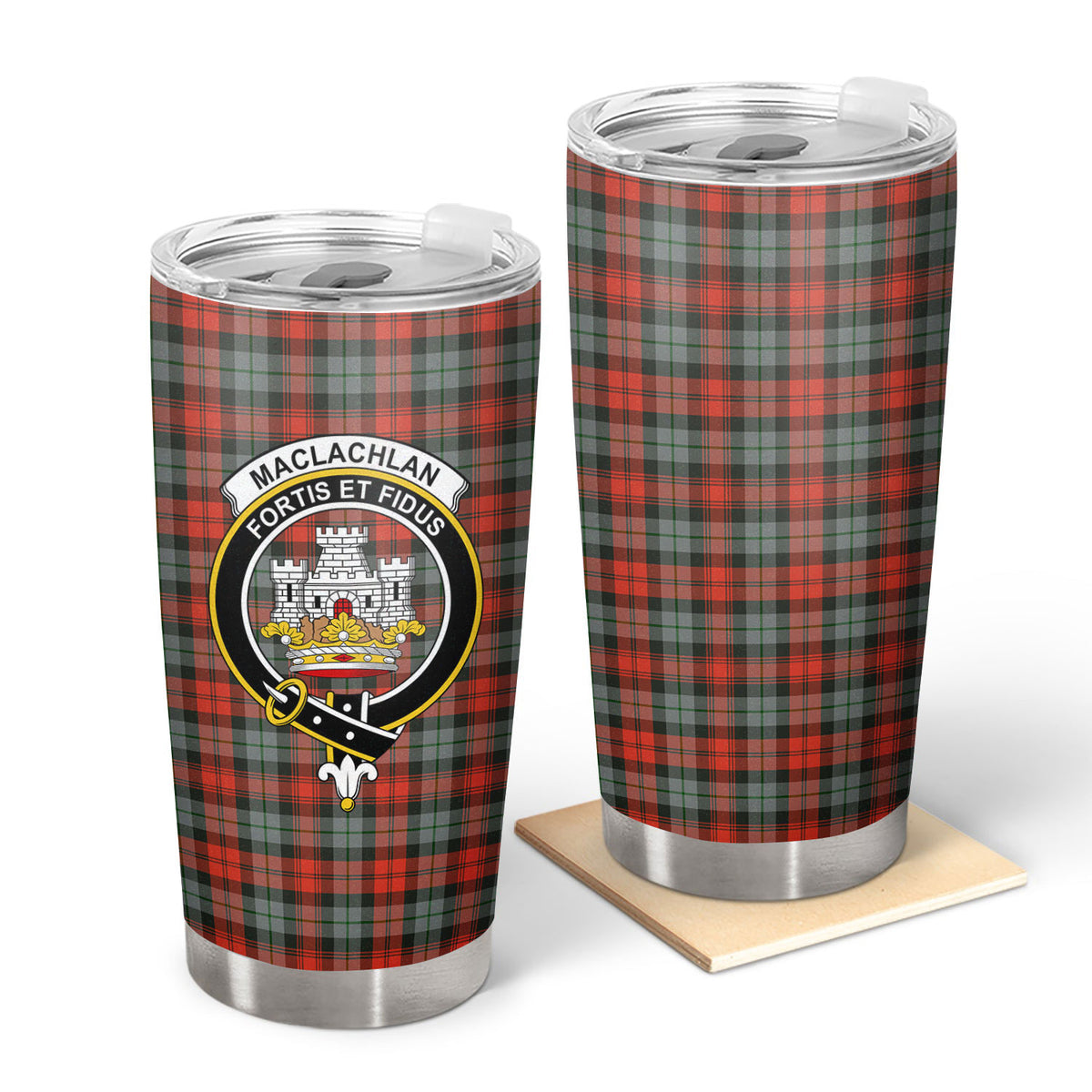 MacLachlan Weathered Tartan Crest Tumbler