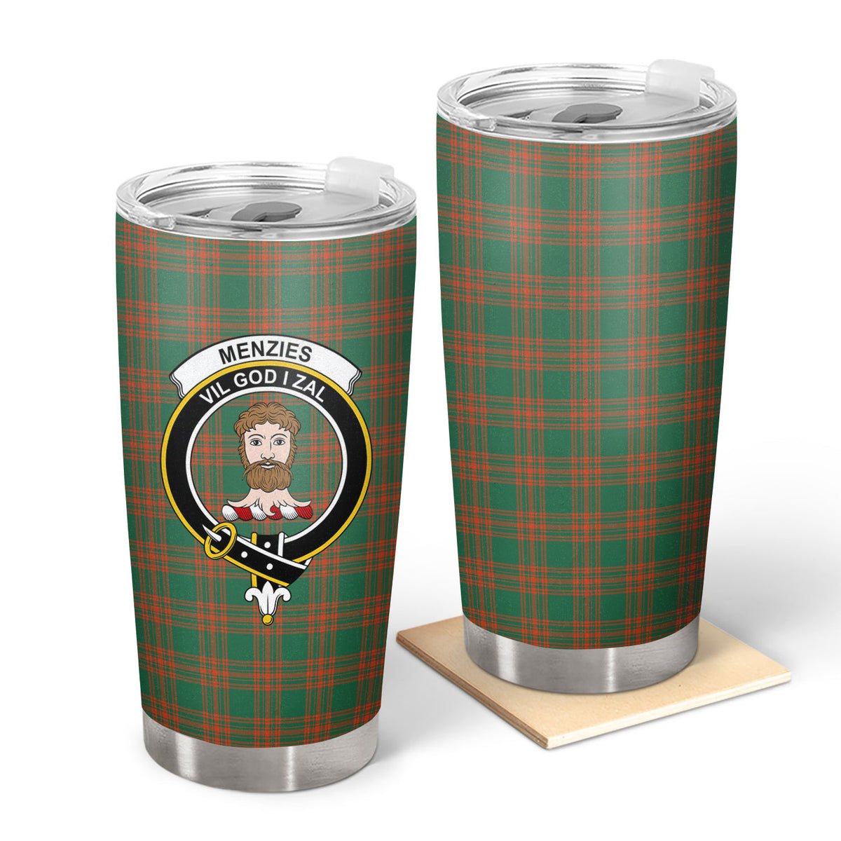 Menzies Green Ancient Tartan Crest Tumbler