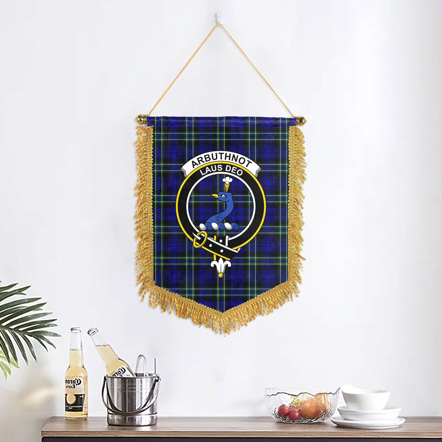 Arbuthnot Modern Tartan Crest Wall Hanging Banner