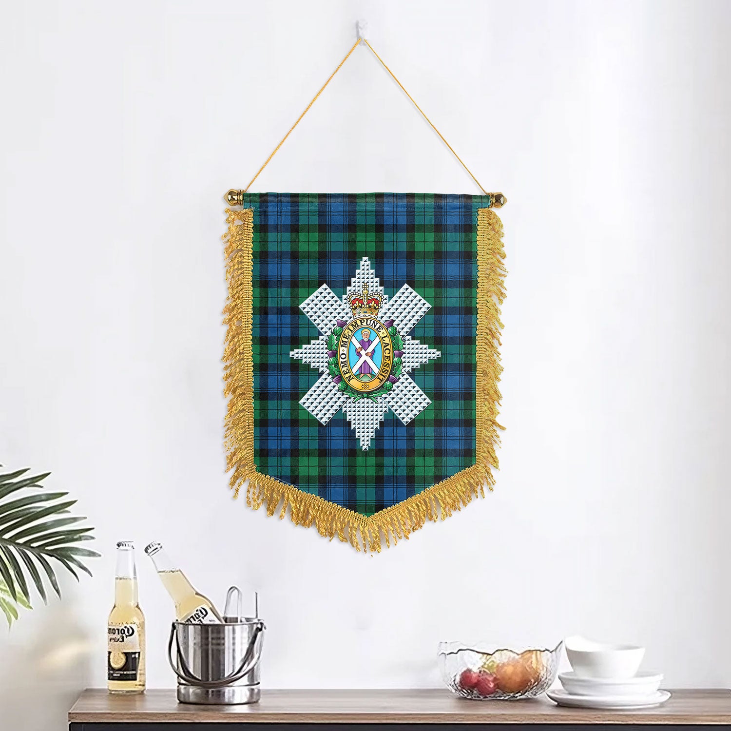 Black Watch Ancient Tartan Crest Wall Hanging Banner