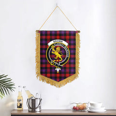 Brown Modern Tartan Crest Wall Hanging Banner