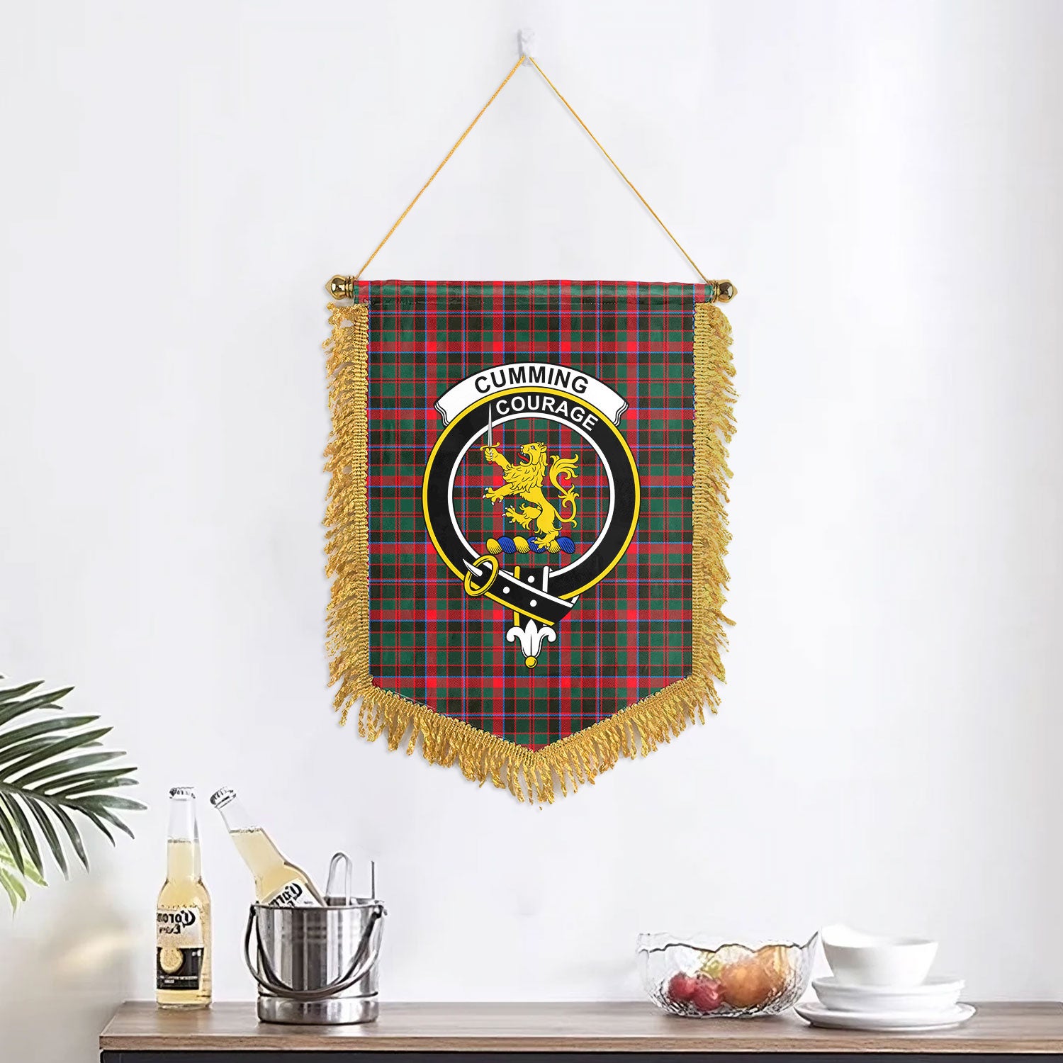 Cumming Hunting Modern Tartan Crest Wall Hanging Banner