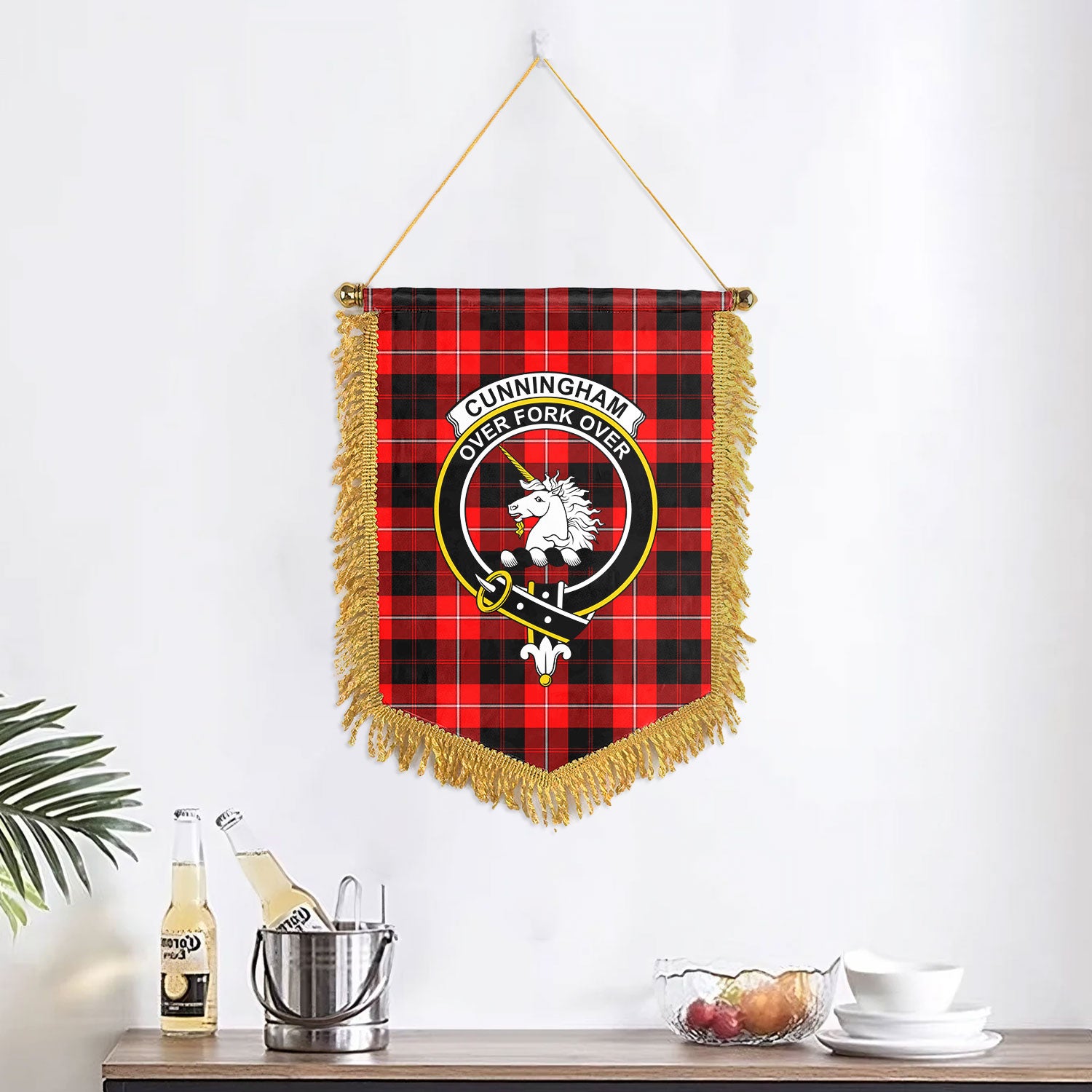 Cunningham Modern Tartan Crest Wall Hanging Banner