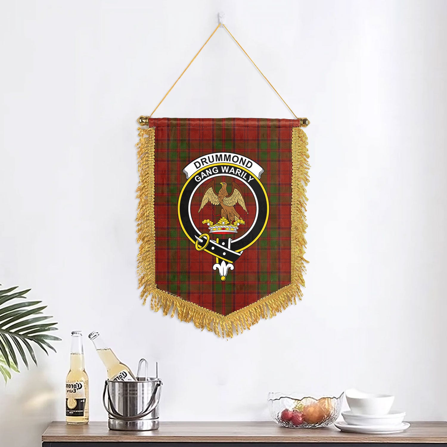 Drummond Clan Tartan Crest Wall Hanging Banner