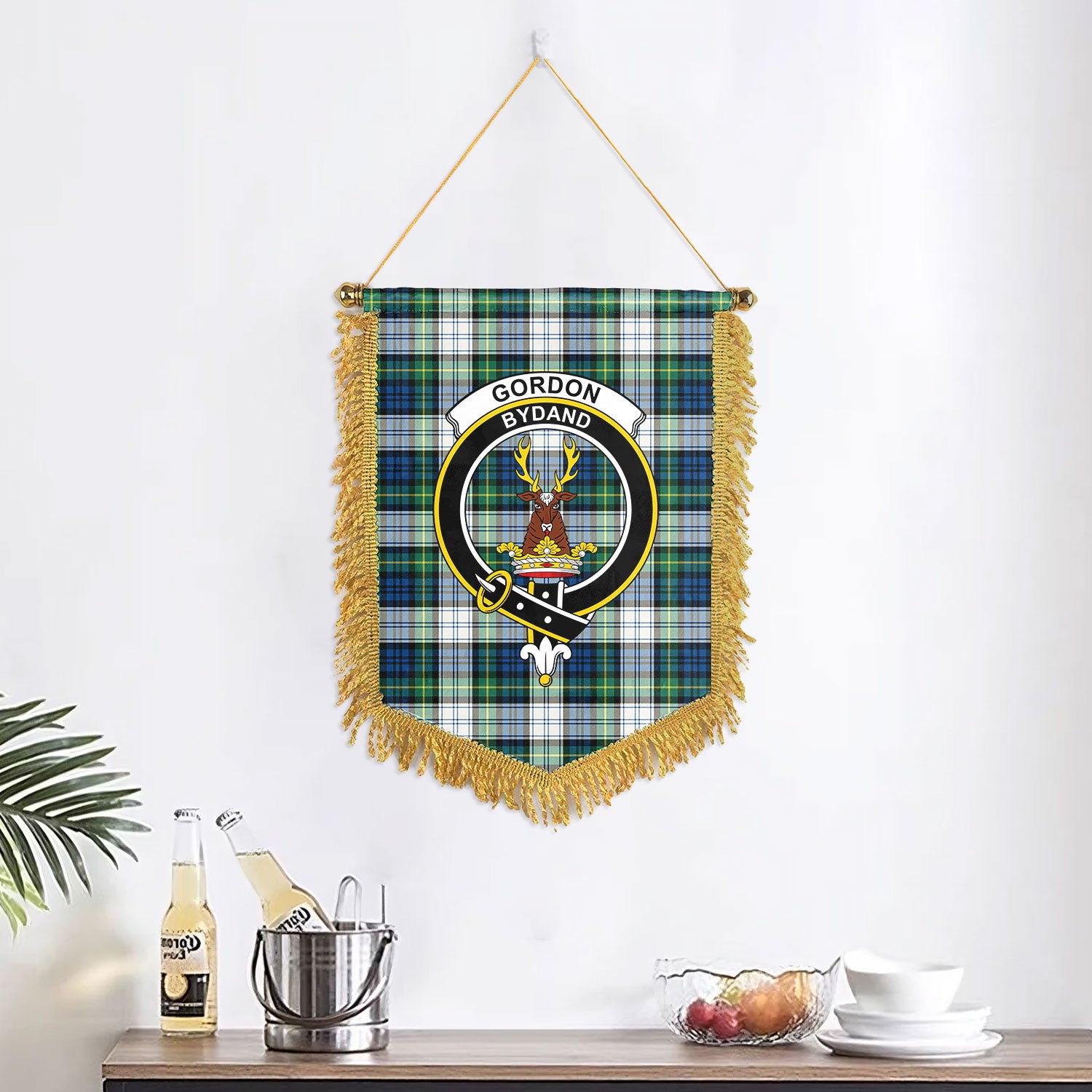 Gordon Dress Ancient Tartan Crest Wall Hanging Banner