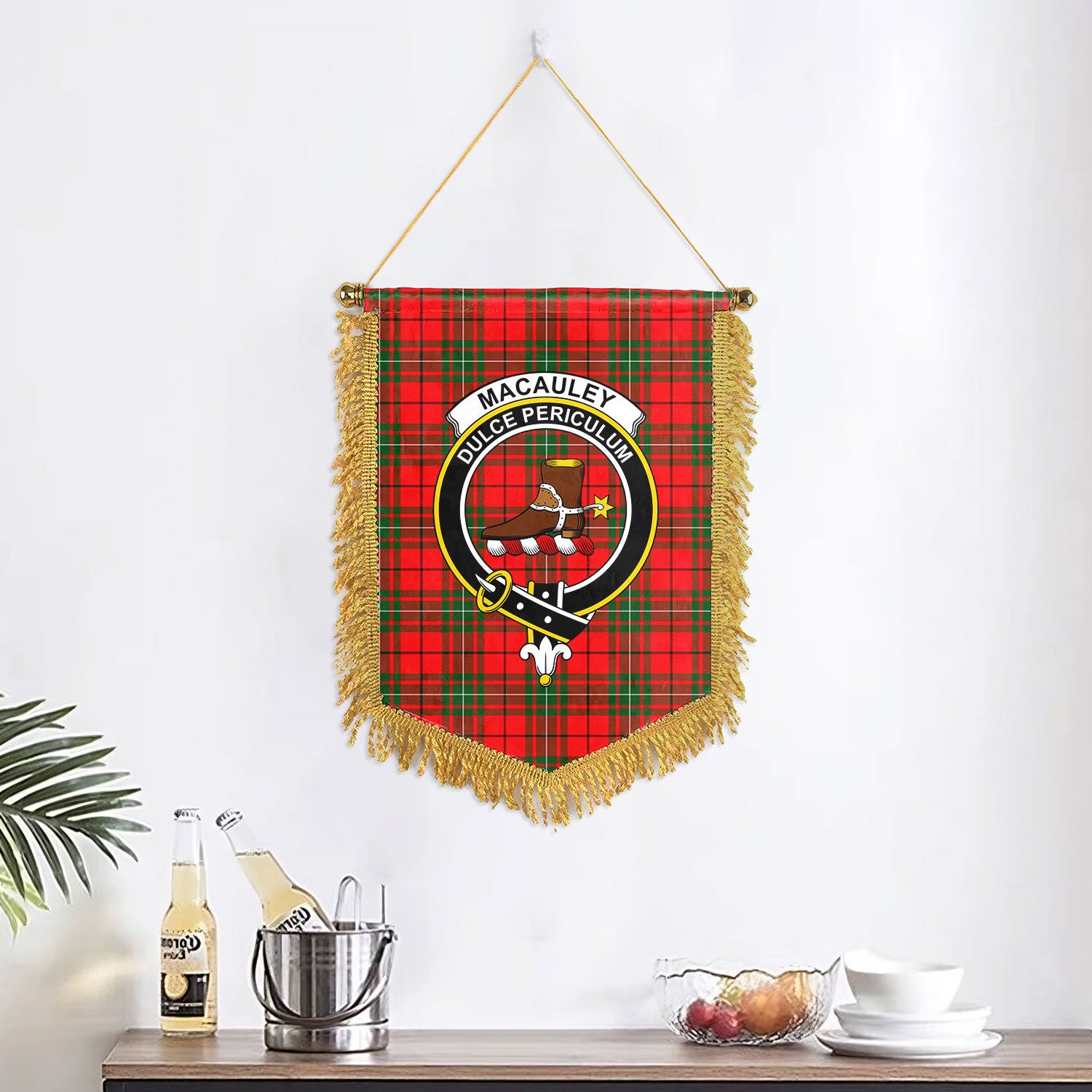 MacAuley Modern Tartan Crest Wall Hanging Banner