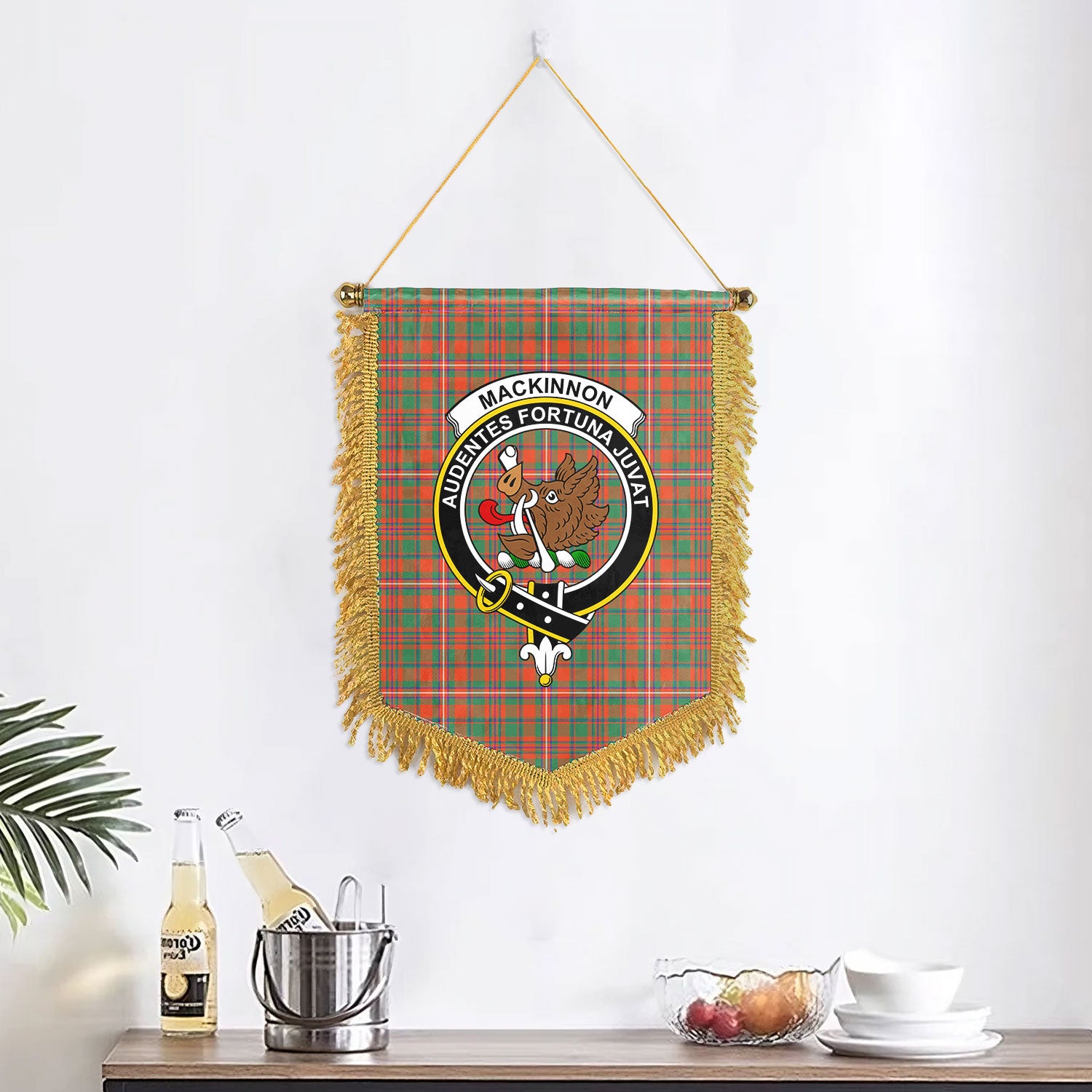 MacKinnon Ancient Tartan Crest Wall Hanging Banner