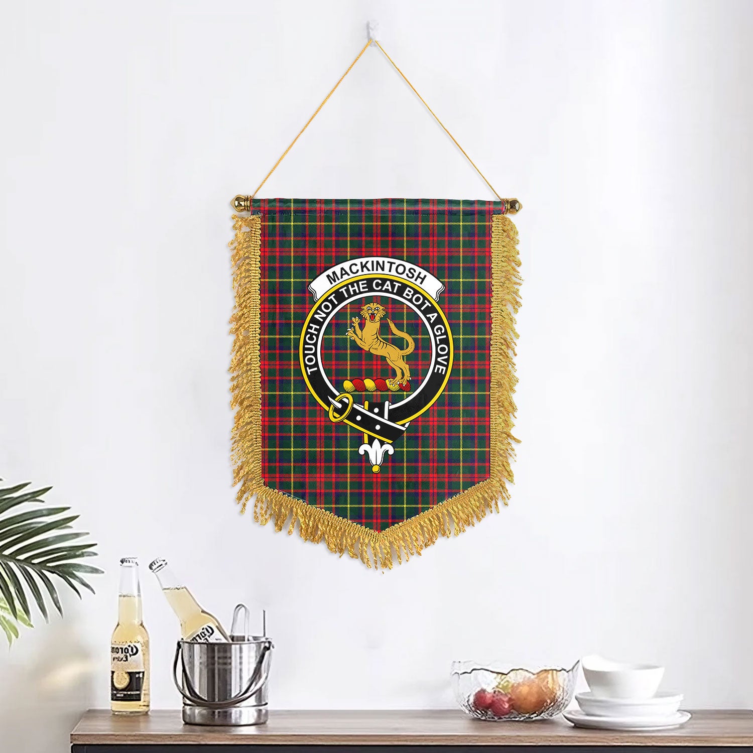 MacKintosh Hunting Modern Tartan Crest Wall Hanging Banner