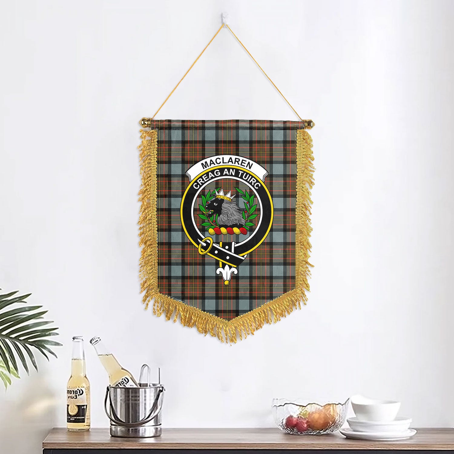 MacLaren Weathered Tartan Crest Wall Hanging Banner