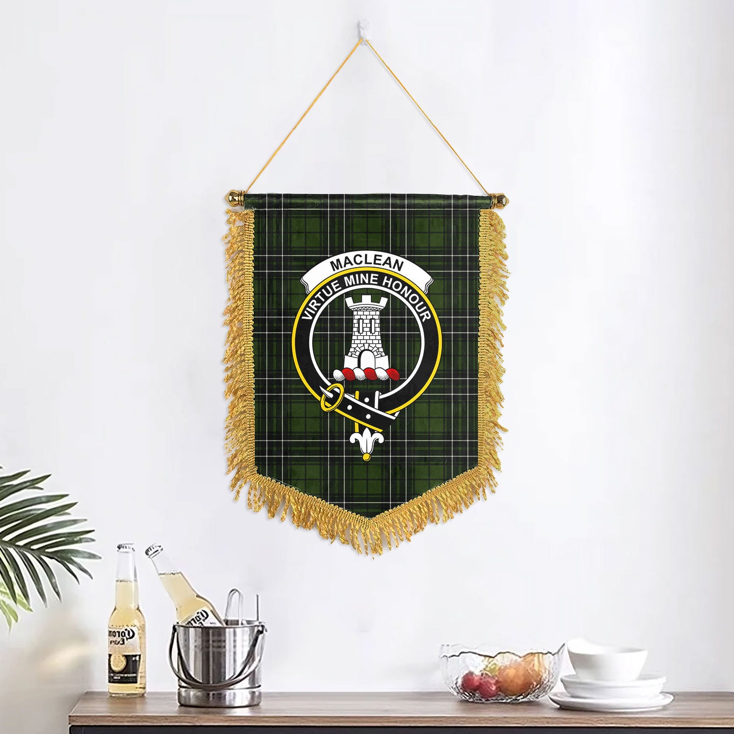 MacLean Hunting Tartan Crest Wall Hanging Banner