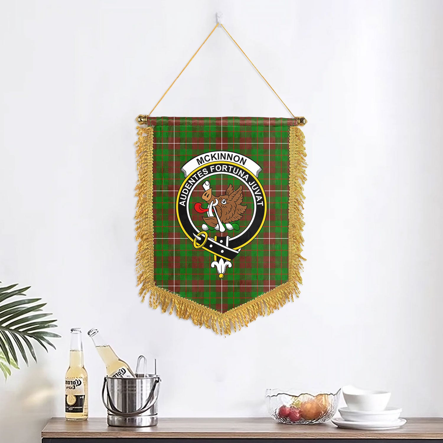 McKinnon Hunting Modern Tartan Crest Wall Hanging Banner