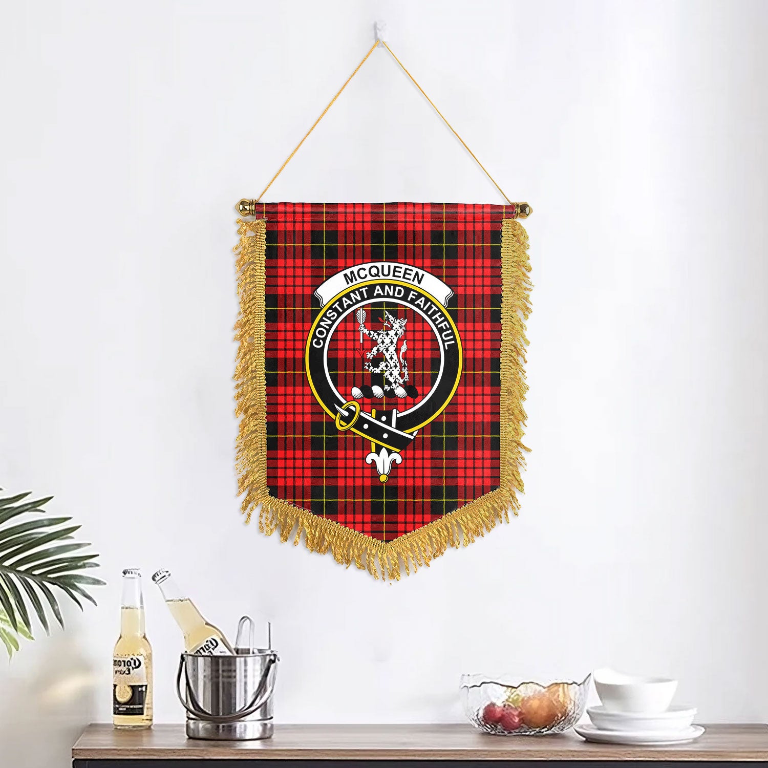 McQueen Modern Tartan Crest Wall Hanging Banner