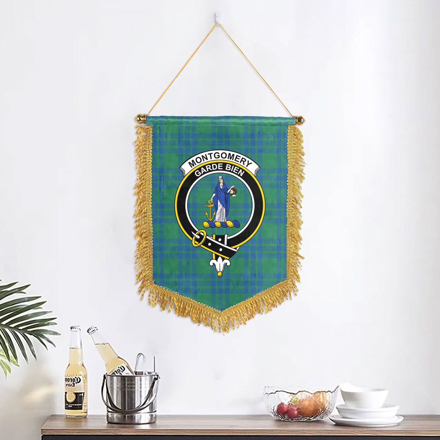 Montgomery Ancient Tartan Crest Wall Hanging Banner