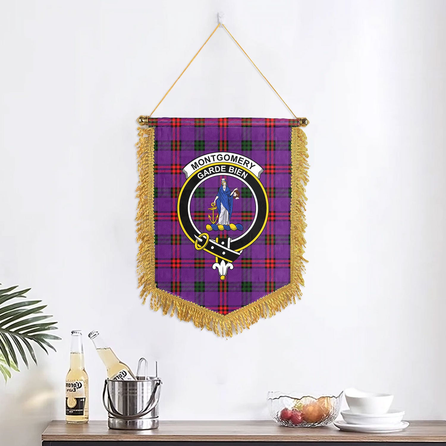 Montgomery Modern Tartan Crest Wall Hanging Banner