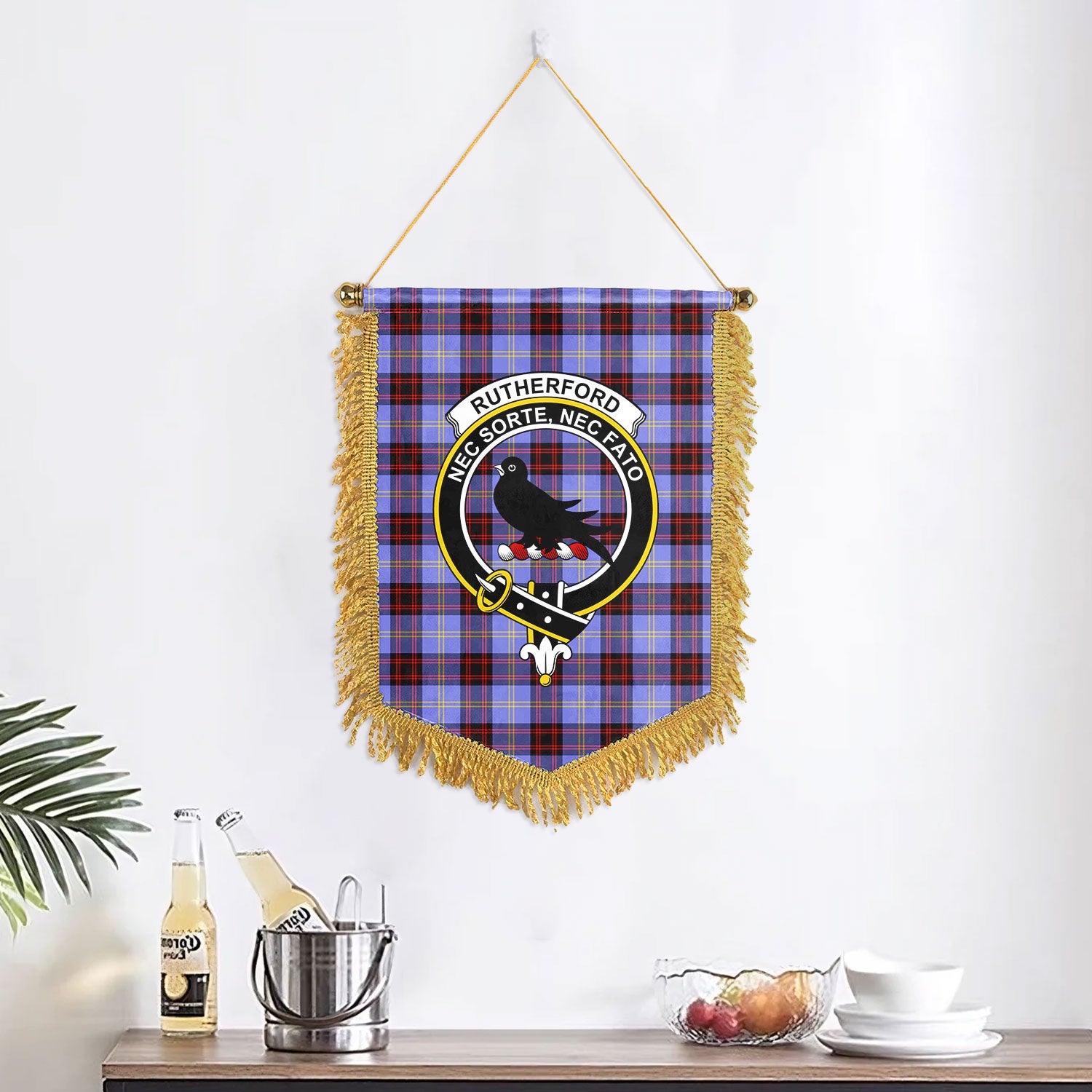 Rutherford Tartan Crest Wall Hanging Banner