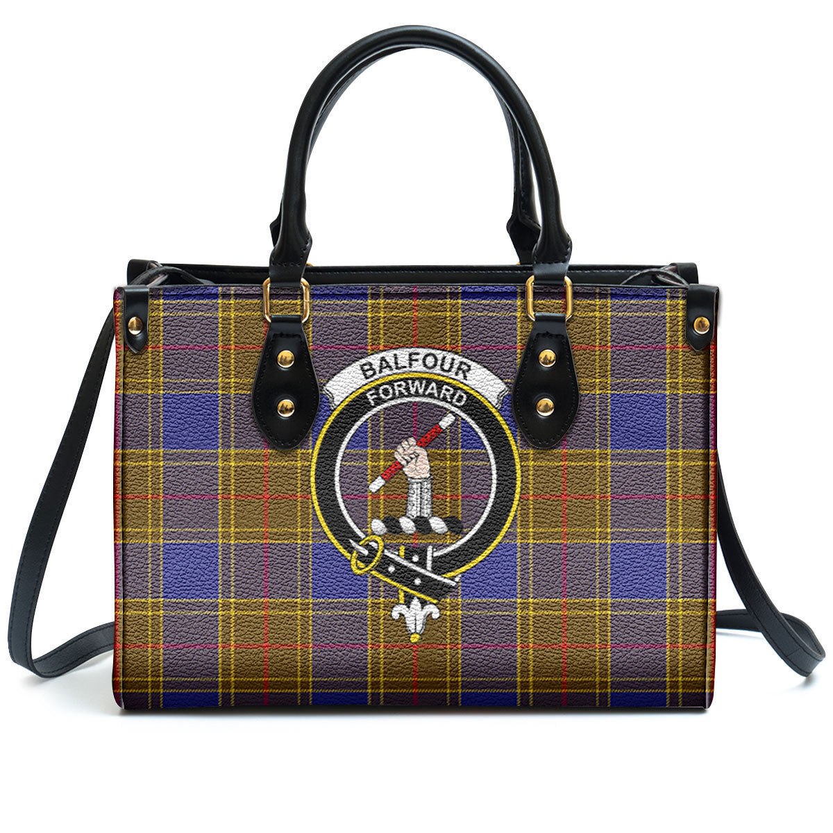 Balfour Modern Tartan Crest Leather Handbag