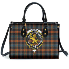 Broun Ancient Tartan Crest Leather Handbag