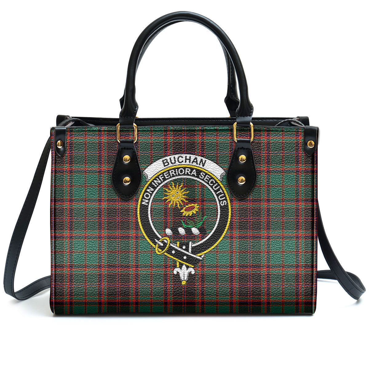 Buchan Ancient Tartan Crest Leather Handbag